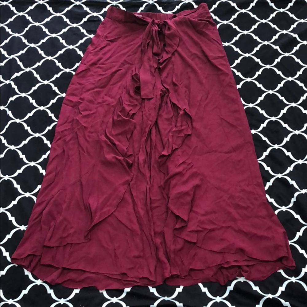 NWT Maroon Tie Maxi Skirt